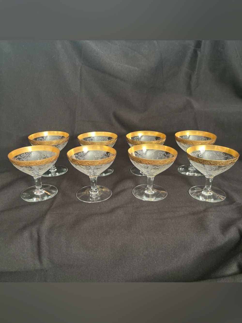 8 Vintage Tiffin Franciscan champagne or sherbet glass, early -mid 20th Century